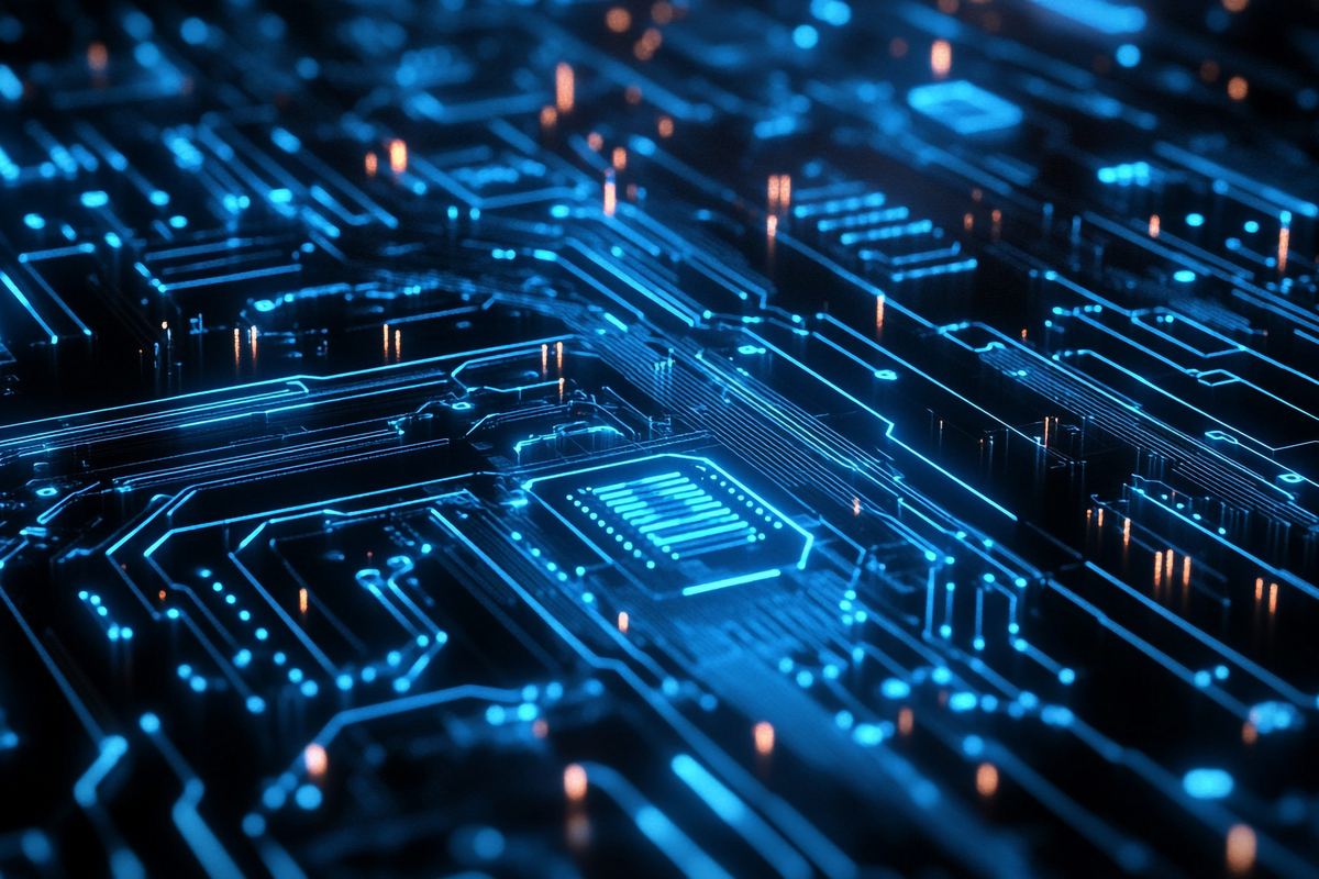 Close-up of a circuit board representing the systems tracked by 24/7 IT monitoring